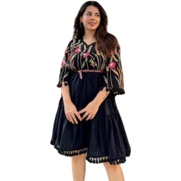 TORARY Women's Summer Dress - Floral Cap Sleeve Wrap V Neck A-Line Sun Dress