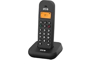 SPC Keops Bezprzewodowy telefon z podświetlanym wyświetlaczem 35 x 30 mm | ID dzwoniącego | Książka telefoniczna 50 kontaktów | Tryb ECO | Kompatybilność GAP | Kompaktowa i lekka konstrukcja, czarny