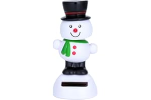 Recitem Wackelfigur Solar Weihnachtsfigur Elch,Solarbetriebener Schwingender Weihnachtsmann, Tanzende Figur Spielzeug für Zuhause Büro Dekoration 1 Stück (Schneemann auf weißem Hintergrund)