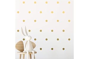 StickerDeen | Polka Dot Circles Round Shape Style Decoration Removable Wall Art Vinyl Decal Stickers | (Pack of 112) (Gold)