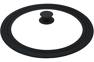 Universal Silicon Lid for Pots,Pans and Skillets- Tempered Glass with Heat Resistant Silicone Rim By HR Huare Technology, Fits 16-18-20cm Diameter Cookware,Black,1 Pack