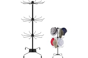 MAGICLULU Iron Material Hat Display Stand 3-tier Hat Hanger Rotating Stand for Cap for Home and Store