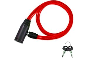 ABACUS RANGE Cable Bike Lock with 2 Keys, Weather-Resistant Portable Locks for Bikes Mopads Electric Scooters Kids Childrens Adults Bicycle (Red)