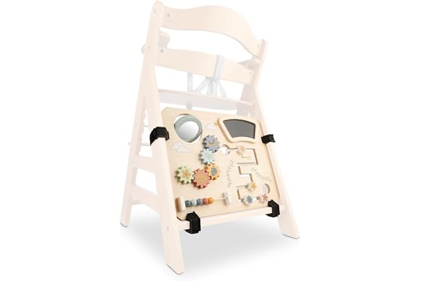 hauck Tableau Activités Bebe pour Chaise Haute Bébé Alpha+, Beta+ et Arketa, Jouet Sensoriel à Partir de 10 Mois, pour Jouer et Apprendre, en Bois Certifié FSC®, Fixation Rapide par Scratch