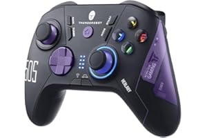 Thunderobot G50S 1000HZ Wireless Controller PC per Windows/Switch/Android,Joystick PC con Joystick e ganci ad effetto Hall, TURBO, USB/BT/2.4G, Giroscopio, 6 Pulsanti Programmabili, Nero