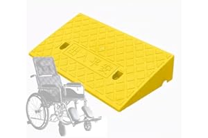 DAQXYH 1" 2" 3" 4" 5" 6" 7" 8" Rise Threshold Ramp For Wheelchair Mobility, Heavy Duty Driveway Curb Ramps High Load, Non-Slip Kerb Ramps For Walker/Cart/Scooter(Yellow,49x38x15cm)
