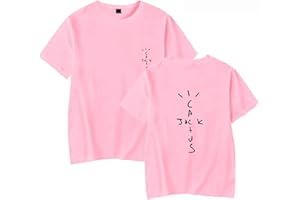 NUTSIE Travis Scott T-Shirt Col Rond Hip Hop Rap à Manches Courtes, Mode Casual Sweat-Shirt Lâche Hommes Femmes Noir Top Oversize