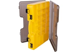 Goture Fishing Box Fishing Tackle Box Organizer Double Sided Plastic Storage Portable Handle Included 44 Compartments Hard Case Medium 12 8 3 Smoke Red