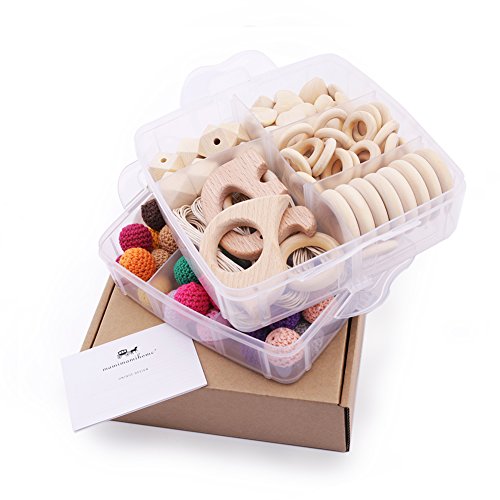 Mamimami Home Baby Teether Holz Diy Tier Rassel organischen Teether Dschungel Spielzeug Holz Waldorf Spielzeug Holz Teether Halskette / Armband DIY Zubehör - 3