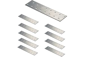 VHG INNOVATION VHG Flat Connecting Joining Plates - Pack of 10 pcs (160 x 40 x 2) Heavy Duty Perforated Brackets, Galvanised Steel Sheet Braces, Metal Timber Fixing Repair Connector