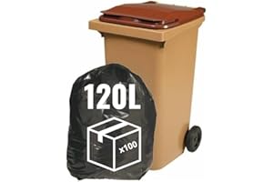 SANYGIENE | Sac Poubelle 120l X100 | Housses Protection Conteneur 120Litres | Certfié REACH et FSC | Epaisseur 30µ | Anti Saletés - Anti Fuite - Anti Odeur | Hygiène Propreté Collecteur Déchets