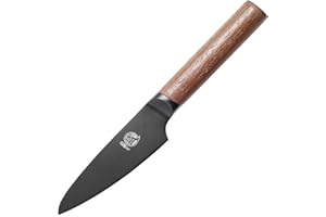 MITSUMOTO SAKARI 11 cm Giapponese Spelucchino, Professionale Nero Rivestito In Titanio Piccolo Coltello per Frutta, Super Affilato Tedesco In Lega D'acciaio Premium Coltelli da Cucina