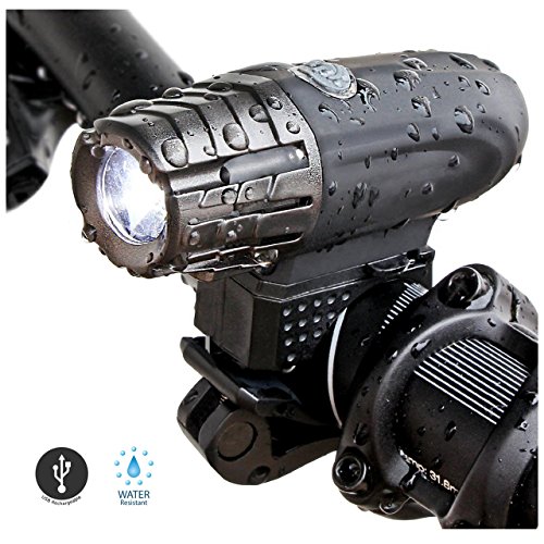 SUNSPEED Fahrradlicht/Frontlicht LED,Fahrradbeleuchtung über USB aufladen, 4-Modi, 200lumens Weiß CREE 3W LED, Easy Install