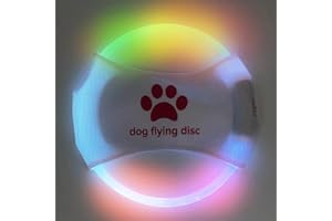 DoggKKin LED Rechargeable Dog Frisbee - Glowing Flying Disc for Night Play - Durable Waterproof LED Dog Toy for Outdoor Training - Perfect for Backyard, Park & Beach Fun (Colorful)