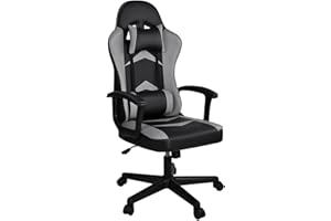 T-LOVENDO.ES Silla Gaming Ergonómica Reclinable con Cojín Lumbar y Cervical | Respaldo Alto Acolchado | Altura ajustable | Ruedas Giratorias 360° y Reposabrazos | Ideal Ordenador, Oficina, Videojuego o Escritorio