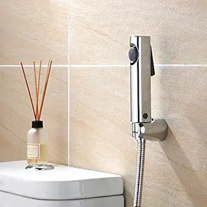 KKD ABS Health Brushed Faucet Set with Shower Tube and Wall Hook SS 304 - G-Type (Chrome, 1 Meter)