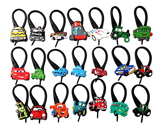21 pcs Cars Soft Zipper Pull Charms for Backpack Bag Pendant Jacket