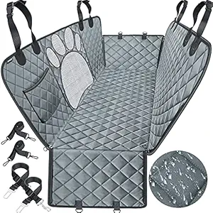 URPOWER Upgraded Dog Seat Covers with Mesh Visual Window 100% Waterproof Dog Car Seat Cover Nonslip Pet Seat Cover for Back Seat with Storage Pockets, Washable Dog Hammock for Cars Trucks and SUVs