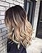 17" one piece full head clip in hair extensions ombre wavy curly (Dark brown to sandy blonde)