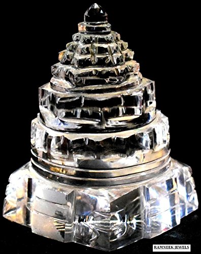 Ramneek Jewels Divya Shakti 100% pure Crystal Quartz/Sphatik Shree/Shri yantra AAA QUALITY (150 grams) Sphatik Shree yantram (For Lakshmi Pooja) Religious product from India