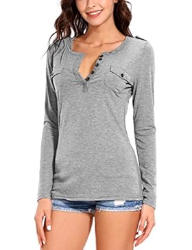 Damen Bluse Shirt Schluppenbluse mit tiefer Kragenschnitt
