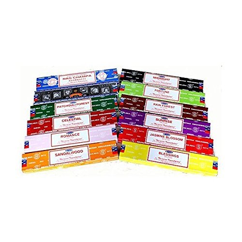 Satya Sai Baba Nag Champa variety carton of mixed incense aromas & incense bu...