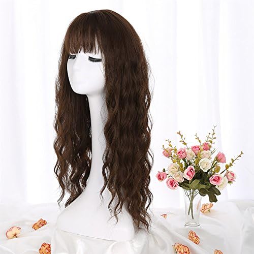 Wigs Long Curly Heat Resistant Synthetic Cosplay Women Wig Glamour Hairpiece For Party/Fancy Dress/Halloween /Daily With Full Fringe +free Wig Cap ( Color : Brown )