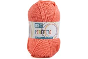 GENERICO Lana acrilica morbida Perfetto Mez Cucirini, filato per uncinetto, lavoro a maglia, tappeti e hobby creativi, gomitolo da 50gr, 133 metri (Salmone P8342)