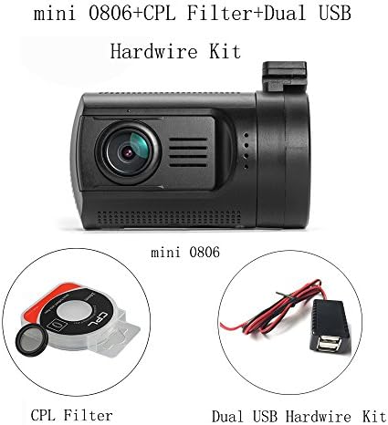 Jusky Dash Cam Mini 0806 Ambarella A7 A7LA50 Car Camera Ultra HD 1296P HDR Night Vision Hidden Car DVR GPS Tracker Motion Detection LDWS FCWS 2x128GB TF Card Dashboard Video Recorder with CPL Filter
