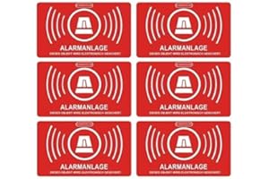 KÖNIG WERBEANLAGEN 6 Stück Aufkleber Alarmanlage | alarmgesichert | Folie 5 x 3 cm | wetterfest | UV Schutz | Aufkleberset