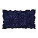 Produktbild KINGROSE Handgefertigt 3D Blumen Kissenbezüge Wolle Rechteck Dekoratives Kissenbezüge Zuhause Bett Wohnzimmer Büro Sofa Auto Stuhl Couch Hotel Geschenke, Marineblau, 12 x 20 Zoll