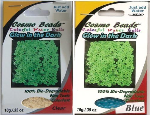 Bundle: Grow and Glow-in-the-dark; CLEAR and BLUE over 1,100 Amazing Cosmo Beads(tm) Water Marble Balls ;Great for Gift Giving As Stocking Stuffers. Kids of All Ages Will Love'em. by Cosmo Beads