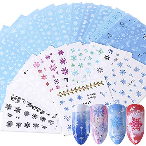 Christmas Snow Flower Nail Art Water Transfer Stickers 30PCS/SET Decals Tattoo Watermark Nail Tips