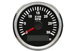 ELING 52 mm Drehzahlmesser 3000 U/min Drehzahlmesser mit Betriebsstundenzähler und Hintergrundbeleuchtung 9–32 V für Traktoren Schiffe