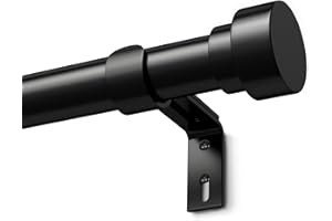 TIME FOREST Black Curtain Pole Metal Extendable Curtain Rods Door Curtain Poles for Eyelet Curtains, Black 76 to 228cm