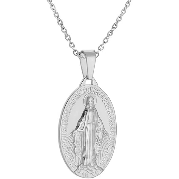 Collier Avec Pendentif De La Vierge Marie En Acier Inoxydable, Bijoux