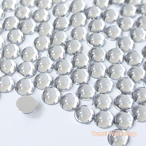 (Clear, 3mm, 1000pcs) Dome Hemisphere Acrylic Flat Back Rhinestones Cabochons Scrapbooking Nail Art Craft (Silver Foil Backing)