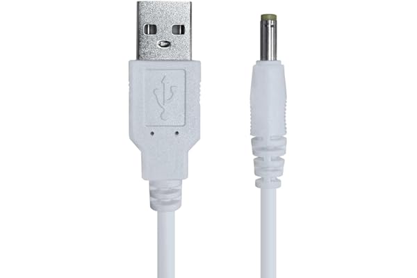 OcioDual Cable Cargador USB DC Cable de Carga Compatible con PSP 1000 PSP 2000 PSP 3000, Altavoces, Camaras de Seguridad, Cargador Universal de Baterías, 5V, 2A, USB 2.0, Blanco 1,2m