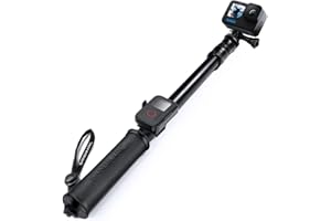 SANDMARC Pole - Black Edition: 42-103 cm Palo (Stick) para GoPro Hero 13,12, 11, 10, 9, 8, MAX, 7, 6, 5, 4, Session, 3+, 3, 2, HD y Osmo Action - con Clip Remoto (Montaje)