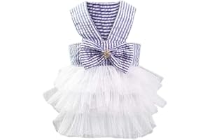 Doublehero Hund Bubble Rock Sommer Mode Streifen Spitze Kleid für Hunde, Niedlich Ärmellos Kleidung Vintage Bekleidung Hustierkostüm für Feste Halloween Weihnachten