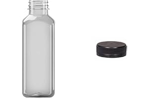 Nipter bouteilles vides en plastique, bouteilles carrées, bouteilles pour smoothie, bouteilles pour boissons Bouteille en PET avec bouchon à vis 500ml x 12 pièces