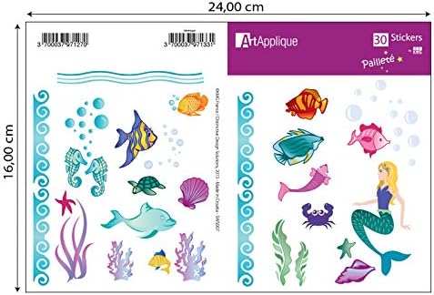 Marine fish and mermaid Waterproof Decal Stickers for Phones, Snowboard, Laptop Luggage, Bicycle, Skateboard, Toys, Suitcases Motorbike, Guitar, Car and more.