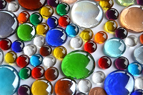 176g bunte Glasnuggets in 3 versch. Größen 1-3 cm Deko Mosaiksteine ca.66 St. - 2
