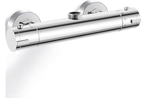 RAINYSPRIT Thermostatic Shower Mixer Top Outlet G3/4, Brass Thermostatic Bar Shower Mixer Valve Anti Scald Tap, Hot & Cold Water Mixer Constant Temperature Control for Bathroom, TOP 3/4" BSP (26mm)