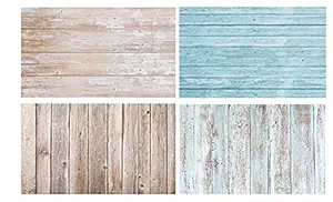 Fauxcreate Professional Grade Photography Flat Lay Backdrop Background Polypropylene Coated 300GSM Premium Paper - 56x88cm | Flatlay Tabletop Food Jewelery Photo (Light Brown Wood, Blue Wood)