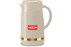 Milton Renova 1000 Water Jug, PU Insulated Inner Stainless Steel Hot & Cold Jug, BPA Free, Leak Proof, 1 Litre, Beige, Ideal for Tea, Coffee, Water, Hot Beverages