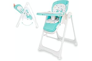 Twinly - Seggiolone Evolutivo 3 in 1 Movity: Seggiolone Pappa con 3 Funzioni per Neonati (0m+ - 15kg) Pieghevole e Regolabile Cintura di Sicurezza 5 Punti (Menta)