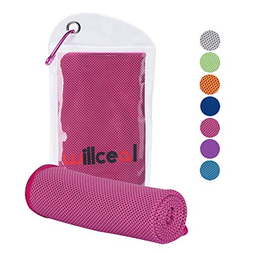 (Pink) - Willceal Cooling Towel, Cool Towel for Instant Cooling Relief,100cm 30cm ,for Sports, Workout, Travel, Fitness, Gym, Yoga, Pilates, Camping & More