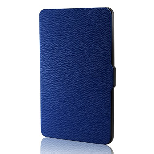 Infiland Amazon Kindle Paperwhite Litchi Falte Case Hülle – Ultra Slim Leder Schutzhülle Tasche hülle Case für Amazon Kindle Paperwhite (geeignet für alle Vorgängermodelle von 2012, 2013, 2014 und den neuen Kindle Paperwhite 2015 mit 300 ppi-Display, 6″ Bildschirm, und integrierter Beleuchtung), Mit Auto-Sleep / Wake-up-Funktion,Dunkleblau - 5