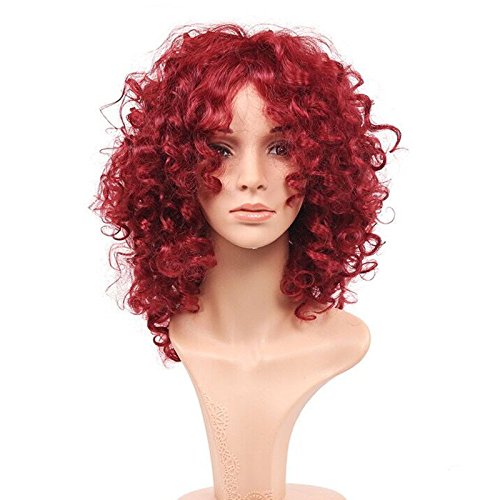 Royalvirgin Art und Weise Rihanna Peluca reizend volle Kappen-Haar-Perücken-kurze verworrene lockige rote Perücken-synthetische Haar-Perücke für Frauen - 2